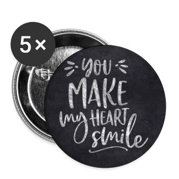 YOU MAKE MY HEART SMILE BY SUBGIRL - Buttons klein 25 mm (5er Pack) - Weiß - Vorne