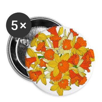 Daffodil Flower Bouquet - Buttons small 1''/25 mm (5-pack) - white - Front