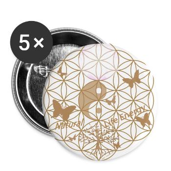 Life surrounded by energy. Flower of life. - Buttons small 1''/25 mm (5-pack) - white - Front