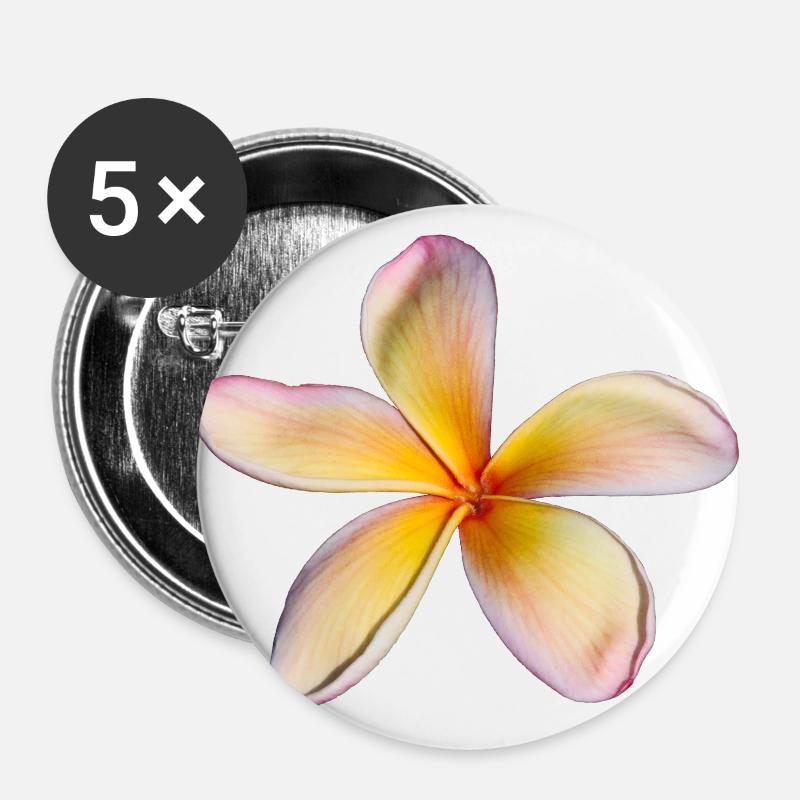 Frangipani Cutout On Black - Buttons small 1''/25 mm (5-pack) - white