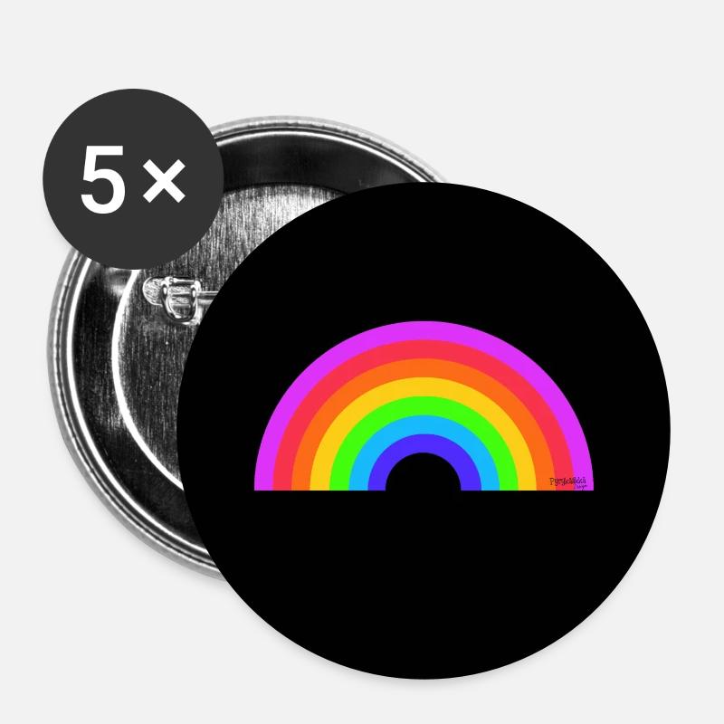 Rainbow on black - Buttons small 1''/25 mm (5-pack) - white