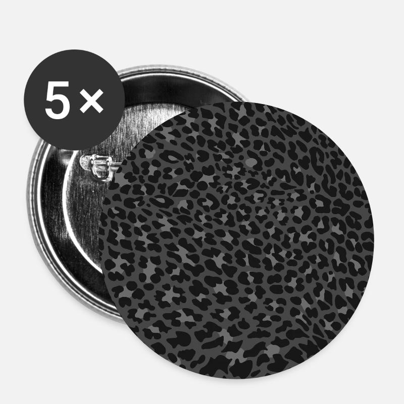 SCHWARZER LEOPARD - Buttons klein 25 mm (5er Pack) - Weiß