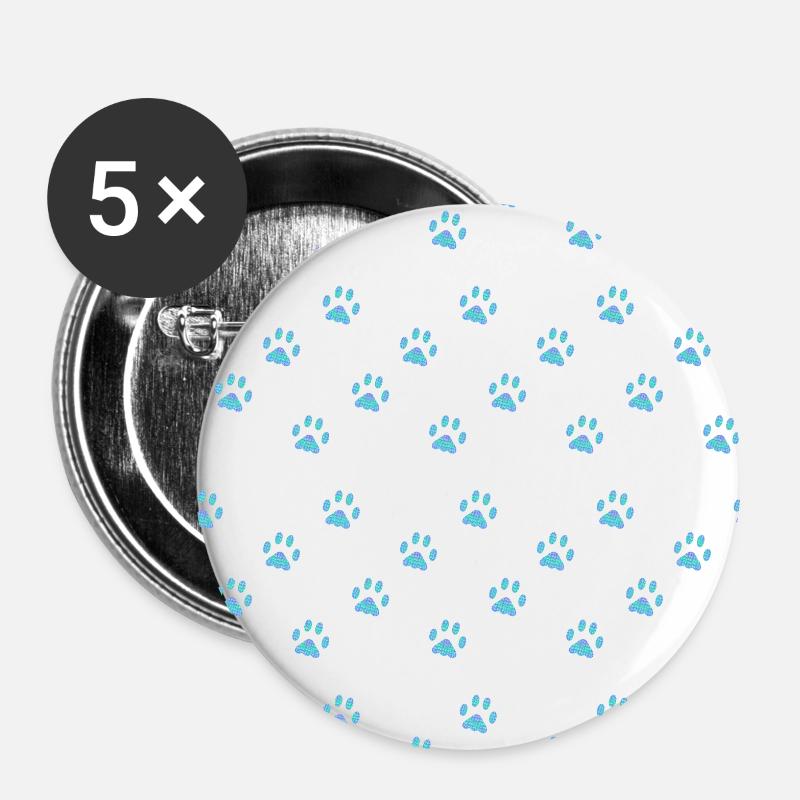 Paws pink blue - Buttons small 1''/25 mm (5-pack) - white