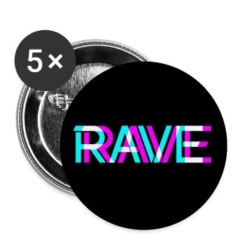 Techno - Techno music - Rave - Gesichtsmaske - Lot de 5 petits badges (25 mm) - blanc - Devant