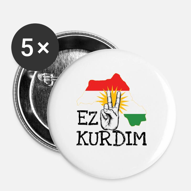 Kurdistan Herbji Vectory gift idea - Buttons small 1''/25 mm (5-pack) - white