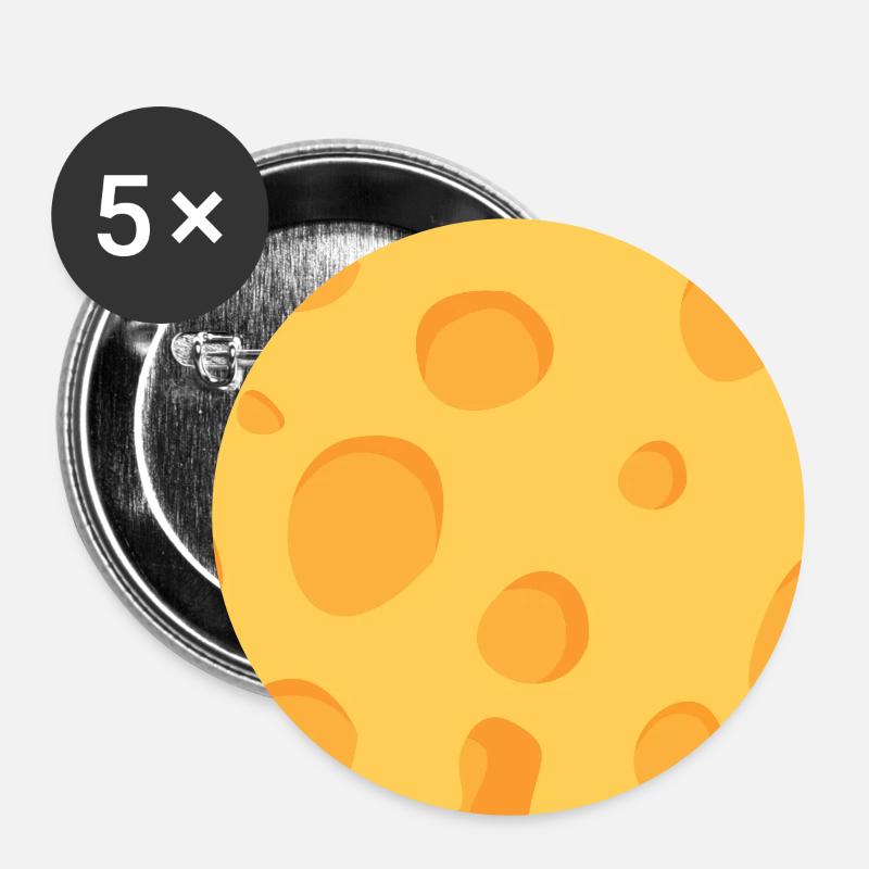 Échantillons de fromage - Lot de 5 petits badges (25 mm) - blanc