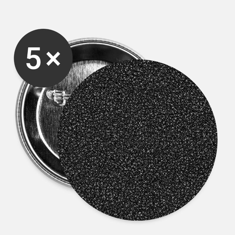 Black Glitter Stars Pattern - Buttons small 1''/25 mm (5-pack) - white