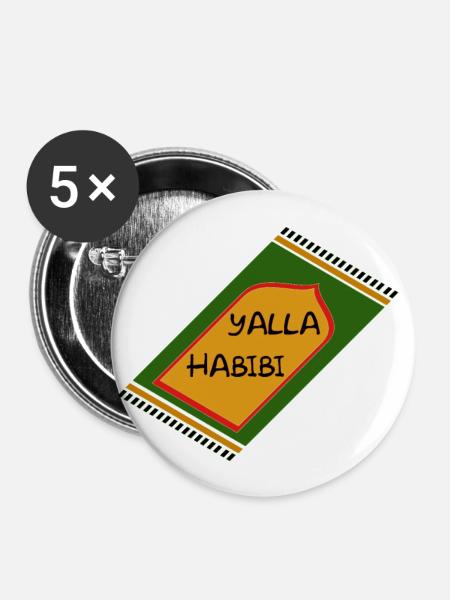 Yalla, Habibi - Buttons klein 25 mm (5er Pack) - Weiß
