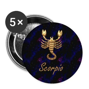Scorpio Scorpion - Buttons klein 25 mm (5er Pack) - Weiß - Vorne