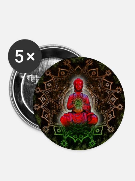 Buddha - Buttons klein 25 mm (5er Pack) - Weiß