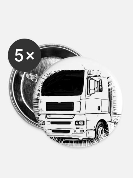 Lastwagen - Buttons klein 25 mm (5er Pack) - Weiß