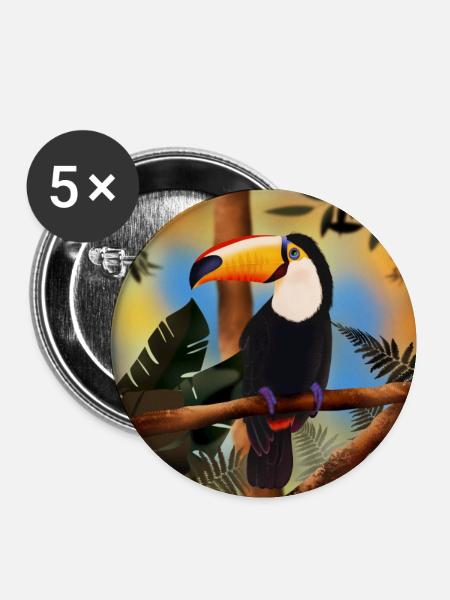 Toucan - Buttons klein 25 mm (5er Pack) - Weiß