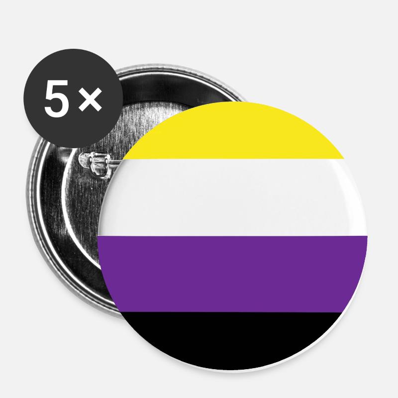 Non binaire - Lot de 5 petits badges (25 mm) - blanc