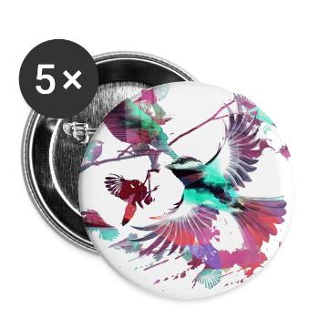 Bunte Vögel,fink,meise, vogelschwarm, Graffiti - Buttons klein 25 mm (5er Pack) - Weiß - Vorne