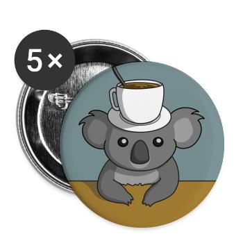 Pause café Koala - Lot de 5 petits badges (25 mm) - blanc - Devant