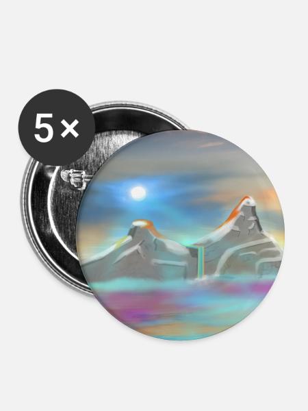 Mountains sketch - Buttons klein 25 mm (5er Pack) - Weiß