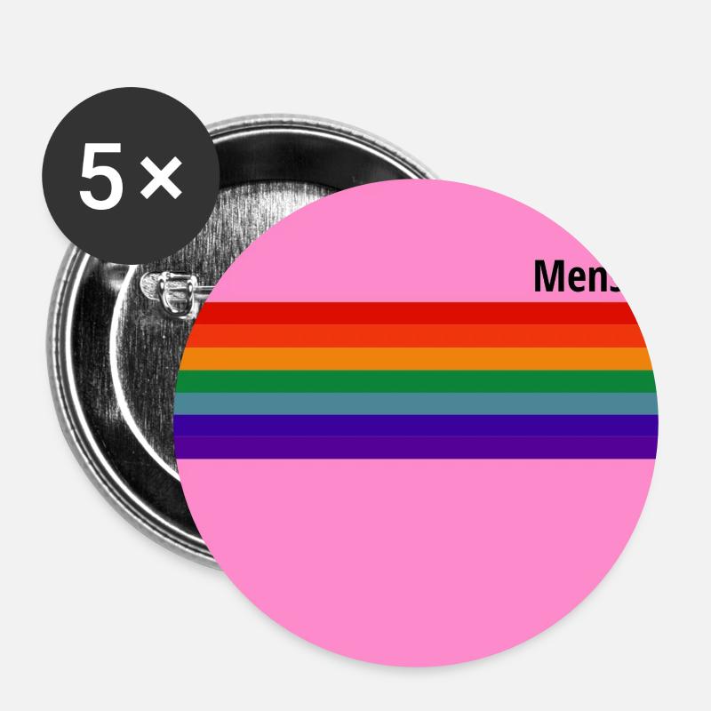 Mensch CSD Regenbogen - Buttons klein 25 mm (5er Pack) - Weiß