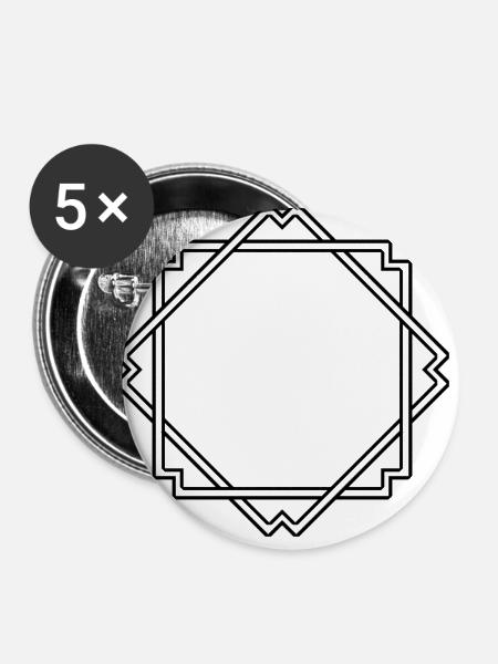Bunter Quadratischer Rahmen Deko - Buttons klein 25 mm (5er Pack) - Weiß