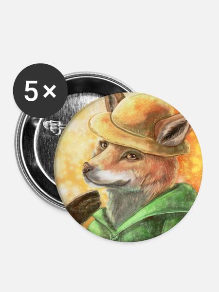 Gartenfuchs - Buttons klein 25 mm (5er Pack) - Weiß