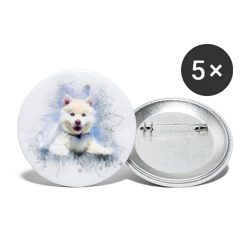 Siberian Husky White Lindo Cachorro -por- Wyll-Fryd - Paquete de 5 chapas pequeñas (25 mm)