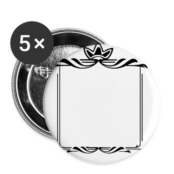 Cadre avec couronne Ornements carrés - Lot de 5 petits badges (25 mm) - blanc - Devant