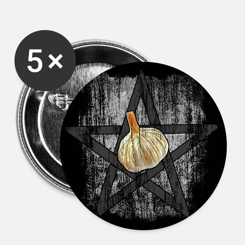 Knoblauch der Hölle - Buttons klein 25 mm (5er Pack) - Weiß