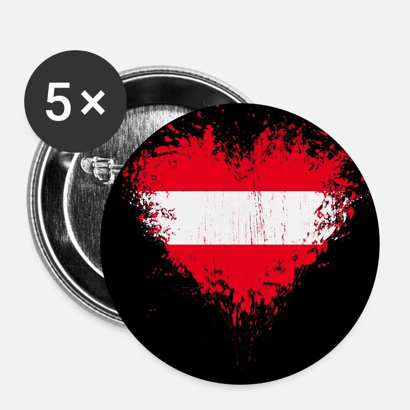 Austria - Buttons small 1''/25 mm (5-pack) - white