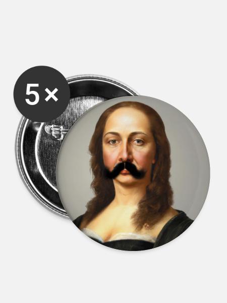 Mona lisa mit Schnurrbart! - Buttons klein 25 mm (5er Pack) - Weiß