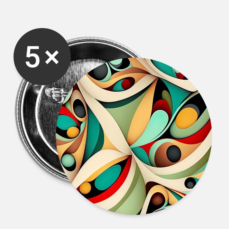 Modern Abstract Pattern - Buttons small 1''/25 mm (5-pack) - white