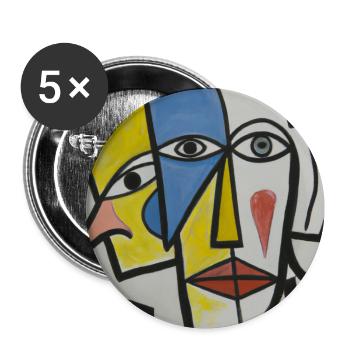 Kubismus Style Mozaik #005 - Buttons klein 25 mm (5er Pack) - Weiß - Vorne