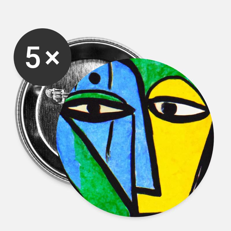 Cubisme Style Mozaik #004 - Lot de 5 petits badges (25 mm) - blanc