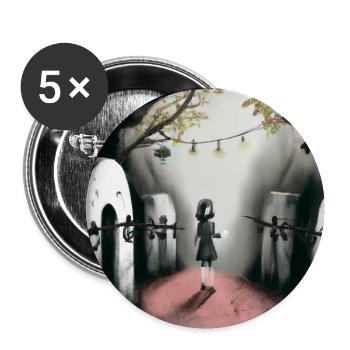 Kleines Mädchen auf einem Düsteren Friedhof #001 - Buttons klein 25 mm (5er Pack) - Weiß - Vorne