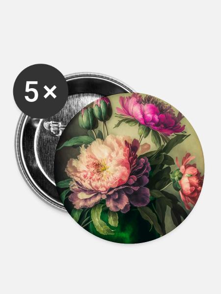 Floral Design 12 - Buttons klein 25 mm (5er Pack) - Weiß