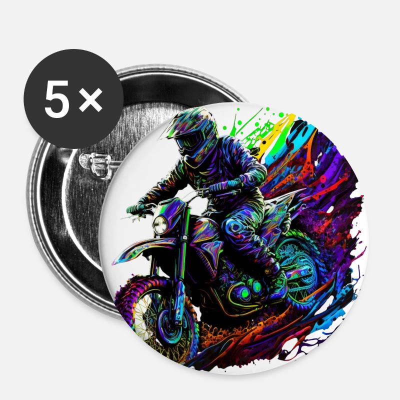 Motocross Liebe - Buttons klein 25 mm (5er Pack) - Weiß