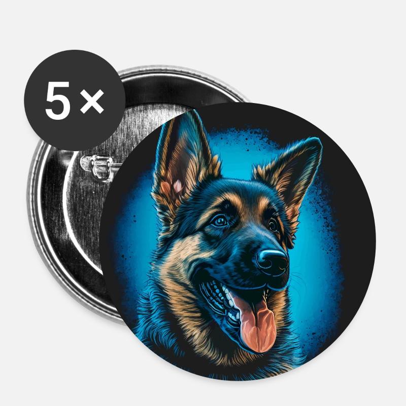 German Shepherd - Buttons small 1''/25 mm (5-pack) - white
