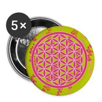 Pink Flower of Life - Buttons small 1''/25 mm (5-pack) - white - Front