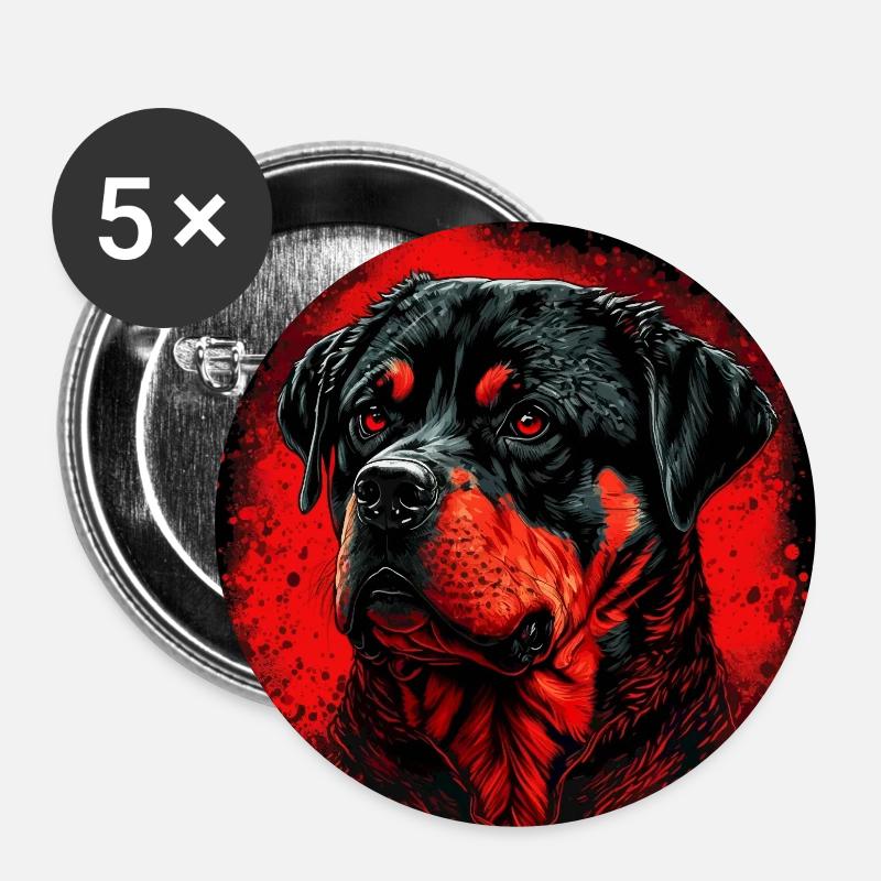 Dark Rottweiler Love - Buttons klein 25 mm (5er Pack) - Weiß