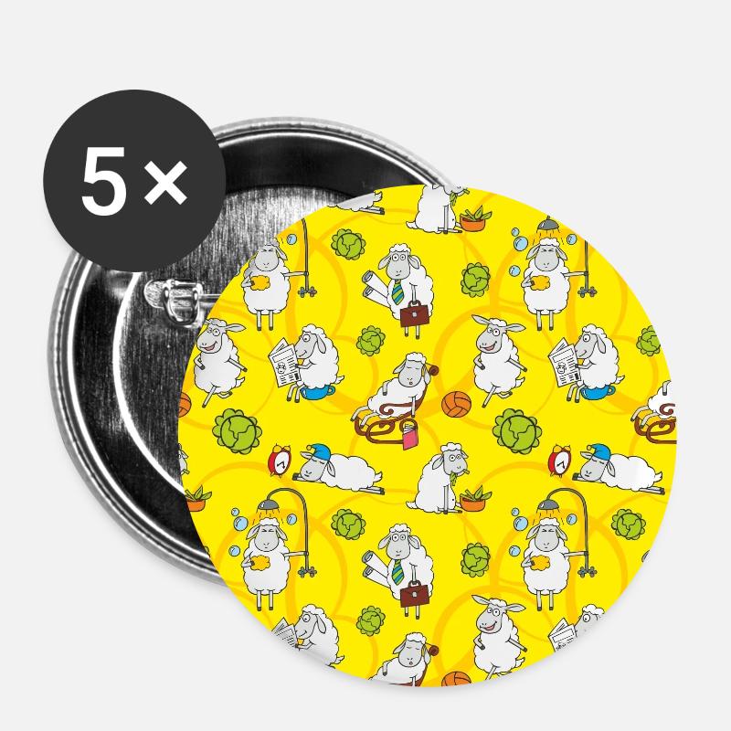 Die Schafe - Buttons klein 25 mm (5er Pack) - Weiß