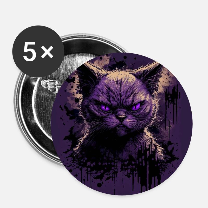 Gruselige Siamkatze - Buttons klein 25 mm (5er Pack) - Weiß