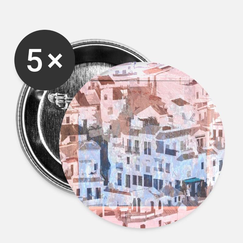 Dorf in Andalusien - Buttons klein 25 mm (5er Pack) - Weiß