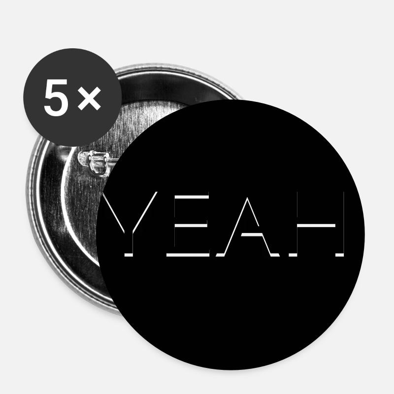 Yeah (Schwarz) - Buttons klein 25 mm (5er Pack) - Weiß