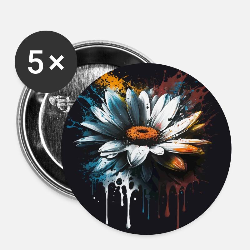 Gänseblümchen - Buttons klein 25 mm (5er Pack) - Weiß