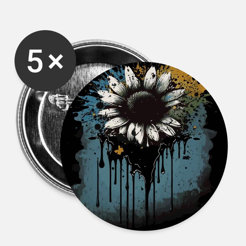 Gänseblümchen - Buttons klein 25 mm (5er Pack) - Weiß