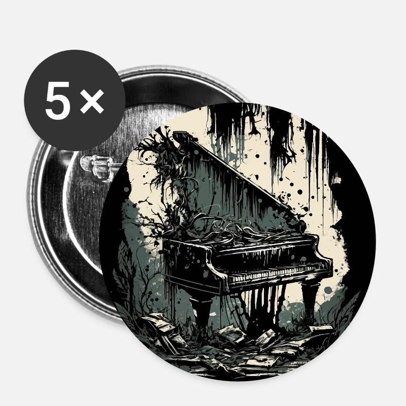 Piano d’horreur - Lot de 5 petits badges (25 mm) - blanc