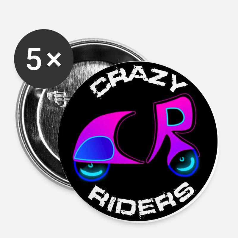 Crazy Riders Round - Buttons small 1''/25 mm (5-pack) - white