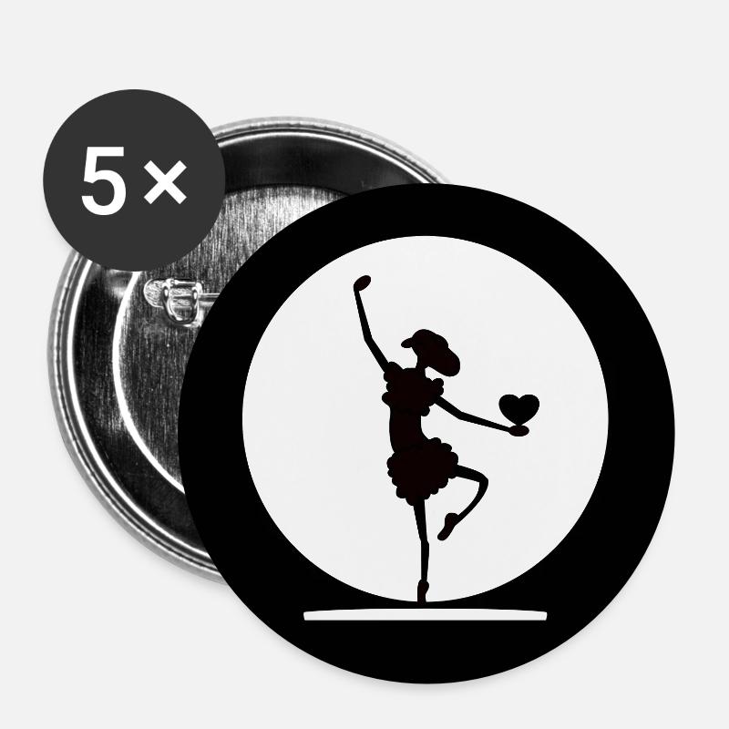 Dancing Ballet Silhouette - Buttons small 1''/25 mm (5-pack) - white