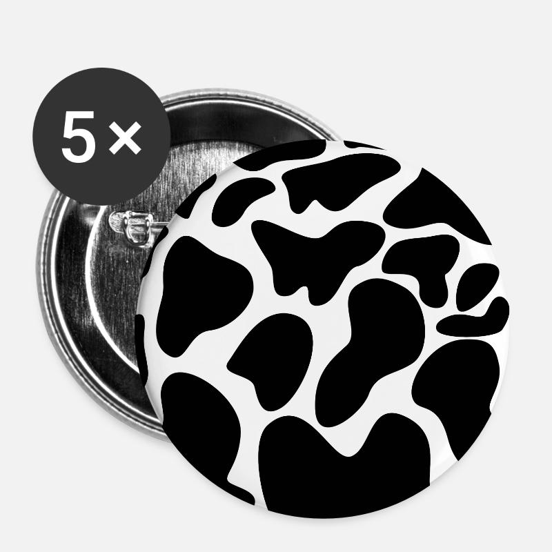 Kuh Flecken Muster - Buttons klein 25 mm (5er Pack) - Weiß