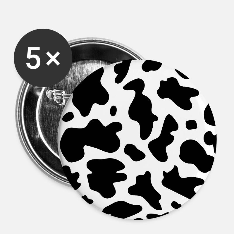 Kuh Flecken Muster - Buttons klein 25 mm (5er Pack) - Weiß