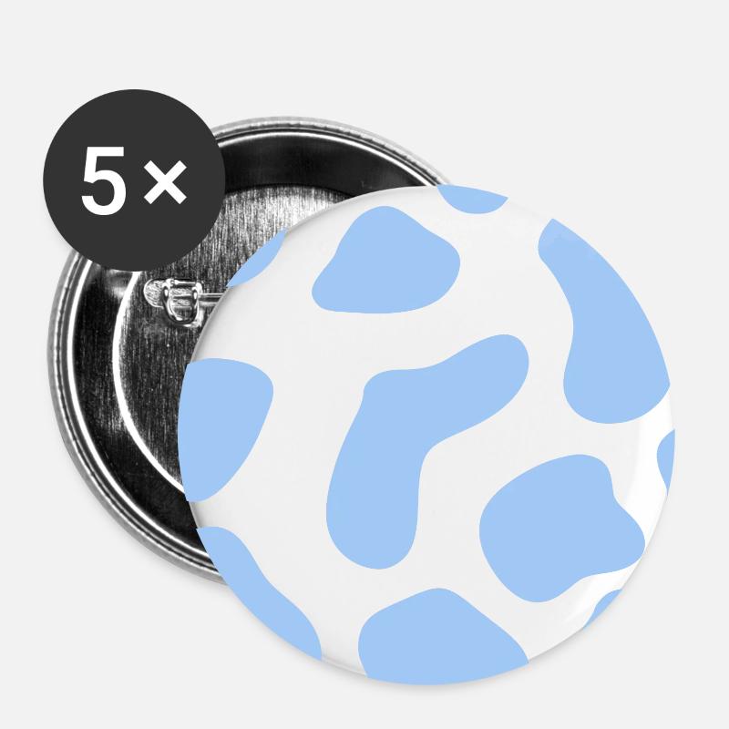 Kuh Flecken Muster in hell blau - Buttons klein 25 mm (5er Pack) - Weiß
