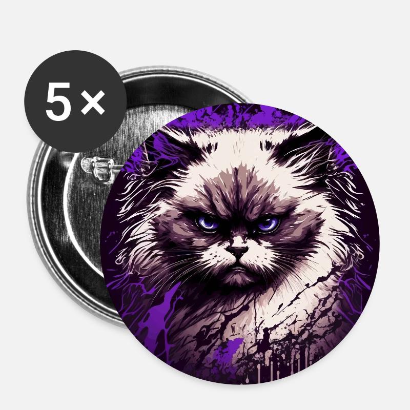 Arrogant Ragdoll Cat - Buttons small 1''/25 mm (5-pack) - white